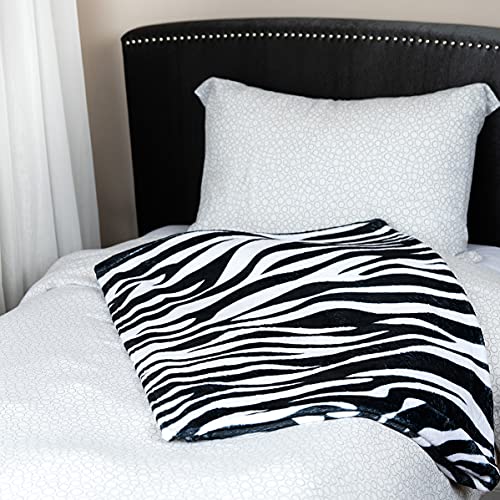 Zebra Print Throw Blanket, Adorable Super-Soft Extra-Large Zebra Blanket for Women, Girls, Teens and Children, Cute Fleece Zebra Throw (50 in x 60 in) Warm Plush and Cozy Throw for Bed, Sofa, or Couch