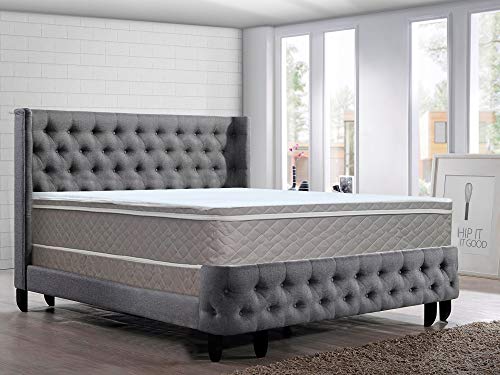 Greaton 11-Inch Medium Plush Foam Encased Hybrid Eurotop Pillowtop Innerspring Mattress and 8" Wood Box Spring/Foundation Set, 75" X 48"