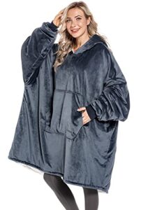 vazabel® oversized microfiber wearable blanket, multifunctional blanket hoodie, gift wrap, christmas gift, one size fits all (blue)