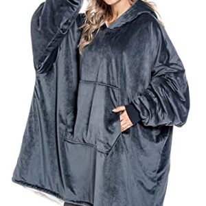 VAZABEL® Oversized Microfiber Wearable Blanket, Multifunctional Blanket Hoodie, Gift wrap, Christmas Gift, One Size Fits All (Blue)