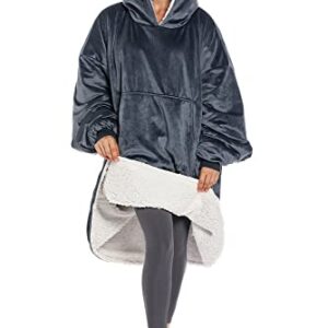 VAZABEL® Oversized Microfiber Wearable Blanket, Multifunctional Blanket Hoodie, Gift wrap, Christmas Gift, One Size Fits All (Blue)