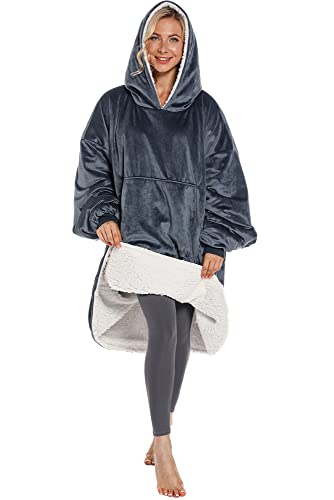 VAZABEL® Oversized Microfiber Wearable Blanket, Multifunctional Blanket Hoodie, Gift wrap, Christmas Gift, One Size Fits All (Blue)