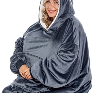 VAZABEL® Oversized Microfiber Wearable Blanket, Multifunctional Blanket Hoodie, Gift wrap, Christmas Gift, One Size Fits All (Blue)