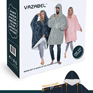 VAZABEL® Oversized Microfiber Wearable Blanket, Multifunctional Blanket Hoodie, Gift wrap, Christmas Gift, One Size Fits All (Blue)