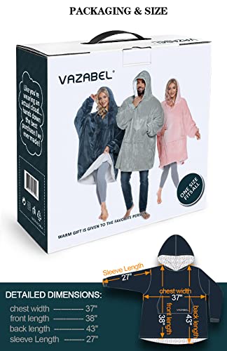 VAZABEL® Oversized Microfiber Wearable Blanket, Multifunctional Blanket Hoodie, Gift wrap, Christmas Gift, One Size Fits All (Blue)