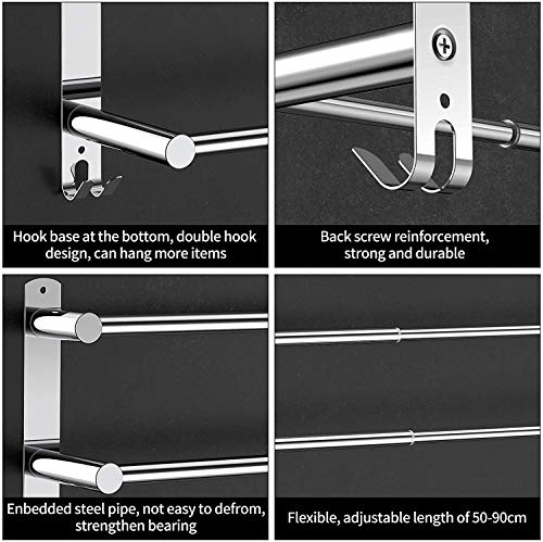 Stretchable 24-30 Inches Towel Bar for Bathroom Kitchen Hand Towel Holder Dish Cloths Hanger SUS304 Stainless Steel RUSTPROOF Wall Mount No Drill Sdjustable (3 bar)