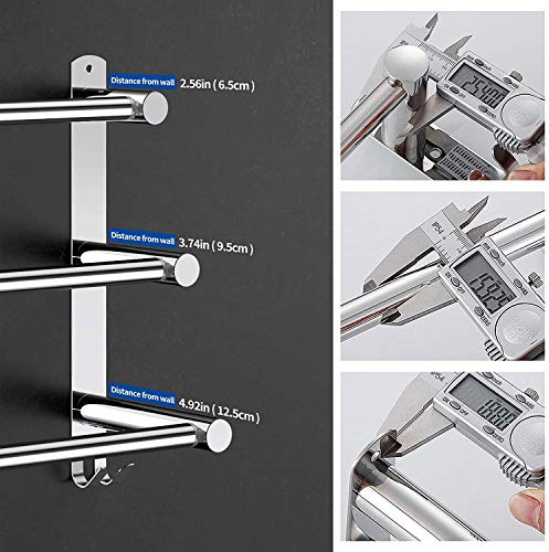 Stretchable 24-30 Inches Towel Bar for Bathroom Kitchen Hand Towel Holder Dish Cloths Hanger SUS304 Stainless Steel RUSTPROOF Wall Mount No Drill Sdjustable (3 bar)