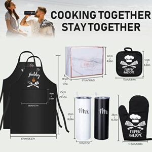 Wedding Gifts,Couples Gifts Engagement Gifts For Couples Unique,Bridal Shower Gift for Bride and Groom,Newlywed Mr and Mrs Stainless Steel Tumbler Gift,Anniversary Funny Aprons Gifts for Husband Wife