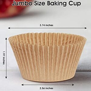 Gifbera Jumbo Cupcake Liners Greaseproof Paper 200 Count - Food Grade Odorless Muffin Baking Cups Cupcake Wrappers for Wedding Birthday, Natural