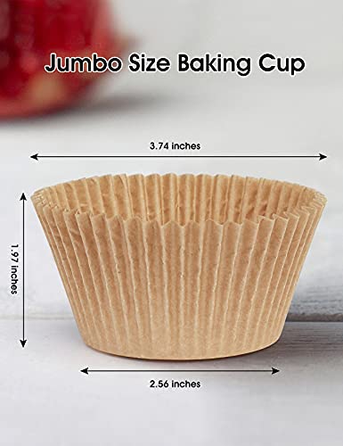 Gifbera Jumbo Cupcake Liners Greaseproof Paper 200 Count - Food Grade Odorless Muffin Baking Cups Cupcake Wrappers for Wedding Birthday, Natural