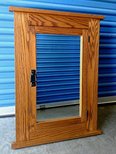 24" W x 33" H Solid Oak Mission Recessed Medicine Cabinet/Solid Wood & Handmade