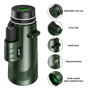 JLHT 40X60 Monocular Telescope High Power Monocular for Adults with Phone Adapter& Tripod& Hand Strap Low Night Vision Monocular Equipped with BAK4 Prism for Bird Watching Hunting Traveling Concert