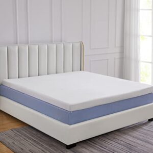 cheer collection queen size mattress topper, 4 inch gel infused memory foam bed topper with washable bamboo cover, supportive dual layer soft and firm mattress top - 60" x 80" x 4" inches