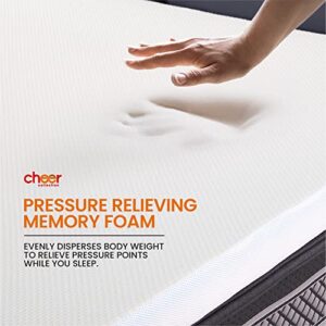 Cheer Collection Queen Size Mattress Topper, 4 Inch Gel Infused Memory Foam Bed Topper with Washable Bamboo Cover, Supportive Dual Layer Soft and Firm Mattress Top - 60" x 80" x 4" Inches