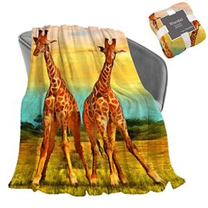 wucidici giraffe painting throw blanket lightweight soft cozy blanket for couch sofa bed 50"x 60"