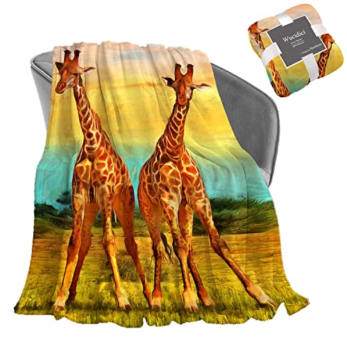 Wucidici Giraffe Painting Throw Blanket Lightweight Soft Cozy Blanket for Couch Sofa Bed 50"x 60"