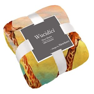 Wucidici Giraffe Painting Throw Blanket Lightweight Soft Cozy Blanket for Couch Sofa Bed 50"x 60"