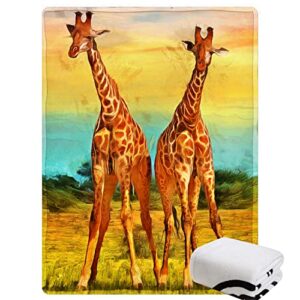 Wucidici Giraffe Painting Throw Blanket Lightweight Soft Cozy Blanket for Couch Sofa Bed 50"x 60"