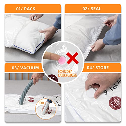 RichBears Vacuum Storage Bags, 3 Pack Space Saver Bags (1 Jumbo, 1 Large, 1 Medium) for Comforters Blankets Clothes Pillows Bedding without Hand Pump