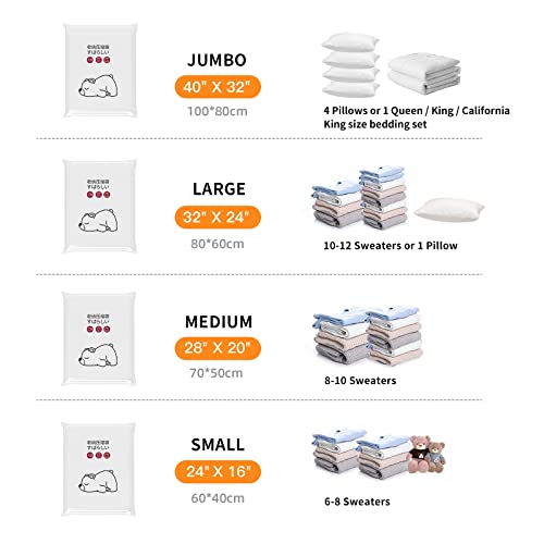 RichBears Vacuum Storage Bags, 3 Pack Space Saver Bags (1 Jumbo, 1 Large, 1 Medium) for Comforters Blankets Clothes Pillows Bedding without Hand Pump