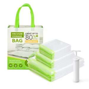 umimile vacuum storage bags,space saver vacuum sealer bags for clothes, for comforters and blankets, hand pump included