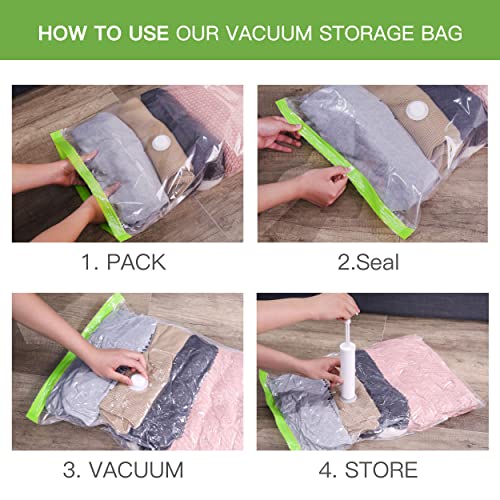 Umimile Vacuum Storage Bags,Space Saver Vacuum Sealer Bags for Clothes, for Comforters and Blankets, Hand Pump Included