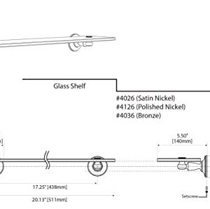 Gatco 4026 Tavern Glass Shelf, Satin Nickel