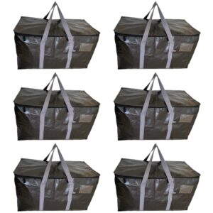 top box extra large heavy duty moving bags w/reinforced handles & zippers, backpack straps, moving & storage totes (6)