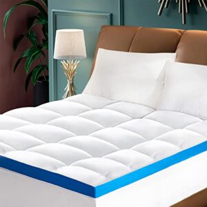 cymula mattress topper king size: 3d pillow top mattress topper king size bed soft mattress topper 8-21 inch deep (78x80 inch)