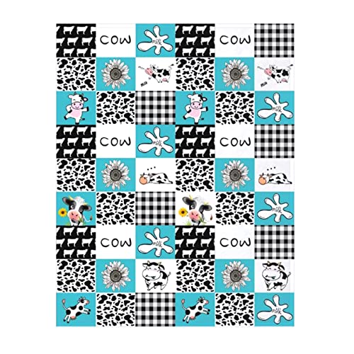 ZCBEQ Cow Print Blanket Cute Warm Fuzzy Throw Blanket Flannel Fleece Blankets Kids Adults for Bedding Sofa Travel Decor 50"x40"