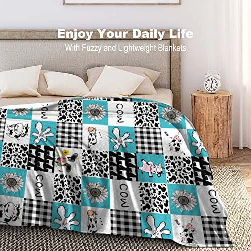 ZCBEQ Cow Print Blanket Cute Warm Fuzzy Throw Blanket Flannel Fleece Blankets Kids Adults for Bedding Sofa Travel Decor 50"x40"