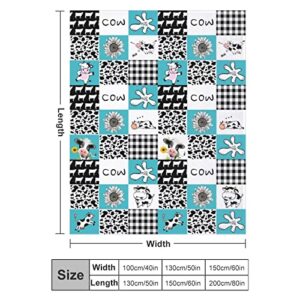 ZCBEQ Cow Print Blanket Cute Warm Fuzzy Throw Blanket Flannel Fleece Blankets Kids Adults for Bedding Sofa Travel Decor 50"x40"