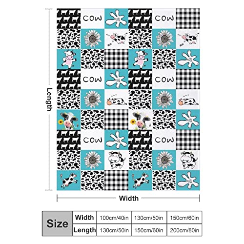 ZCBEQ Cow Print Blanket Cute Warm Fuzzy Throw Blanket Flannel Fleece Blankets Kids Adults for Bedding Sofa Travel Decor 50"x40"