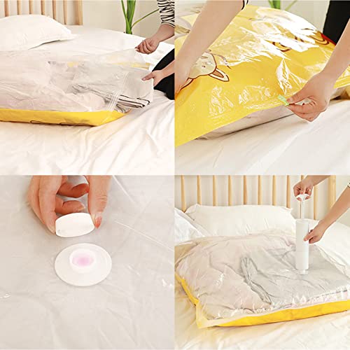 Vacuum Storage Bags 5 Pack Space Saver Sealer Compression Bags with Travel Hand Pump for Blankets, Comforters, Pillows, Clothes Storage