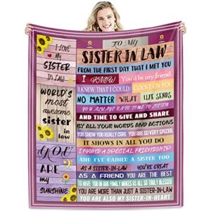 sister in law gifts blanket, sister in law birthday gifts for women, birthday gifts for sister in law, funny gifts for christmas, engagement, sister-in-law wedding gift throw blankets 60"x 50"