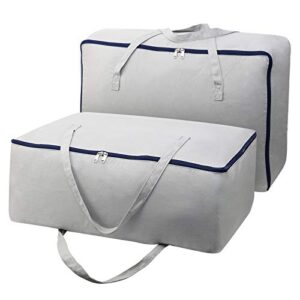 iwill create pro 100% cotton soft storage bag, breathable, good for clothes, bedding set organizer, pack of 2, light gray