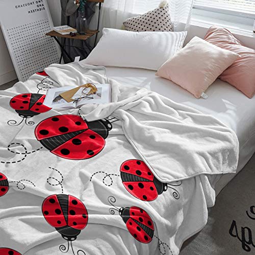 FortuneHouse8 Ladybug Blanket Flannel Fleece Blanket Christmas Red Ladybug Throw Blanket Super Soft Warm Cozy Bed Couch or Car Throw Blanket for Children Adult Travel All Reason 40x50inch