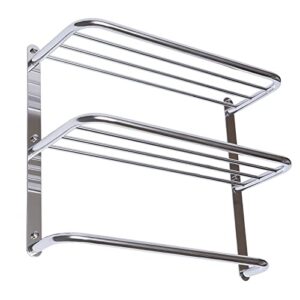 tfcfl wall-mounted hanger bar shelf 2 tier towel storage rack rail bathroom hotel rack (style 14)