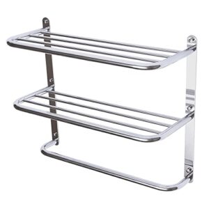 TFCFL Wall-Mounted Hanger Bar Shelf 2 Tier Towel Storage Rack Rail Bathroom Hotel Rack (Style 14)