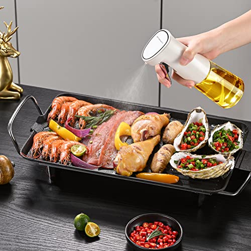 Oil Sprayer for Cooking, 240ml Glass Olive Oil Sprayer Mister, Olive Oil Spray Bottle, Kitchen Gadgets Accessories for Air Fryer, Canola Oil Spritzer, Widely Used for Salad Making, Baking, Frying, BBQ