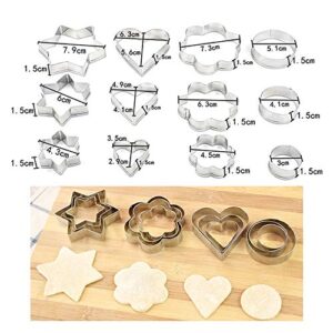 Cookie Cutters Biscuit Shapes Set, 12PCS Cookie Pastry Fruit Vegetables Stainless Steel Molds Cutters | Heart Star Circle Flower Shaped Mold Cookie Cutters For Halloween Christmas Valentine