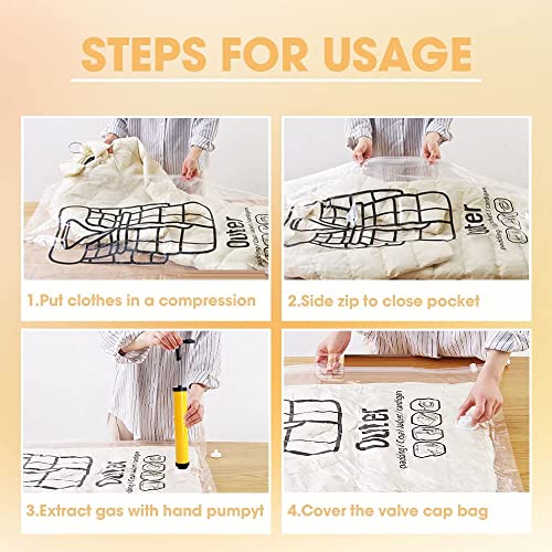 5PCS Hanging Vacuum Storage Bags with Hand Pump, Vacuum Sealer Bags Clothes Hanging Compressible Storage Bag, Hanging Space Saver Bags Packing Bags Moving Bags Vacuum Travel Bags for Luggage (Large)