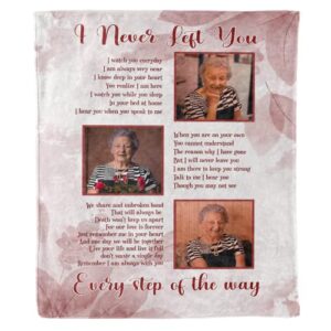 custom memorial blanket, gift for loss of loved ones, family, friend, i never left you, condolence bereavement gift fleece blanket with personalized pictures for couch bed sofa printed in usa