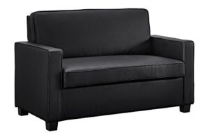 signature sleep casey faux leather sleeper sofa with memory foam mattress, twin