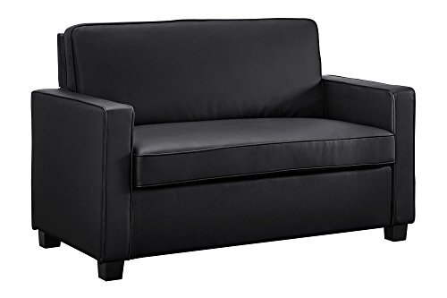 Signature Sleep Casey Faux Leather Sleeper Sofa with Memory Foam Mattress, Twin