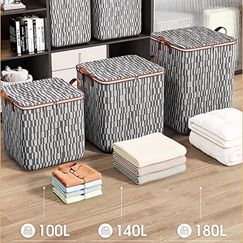 HWZQDJ Large Capacity Clothes Storage Bags Portable Foldable Clothes Wardrobe Sorting Durable Zipper Storage Box for Bedding Quilt Pillow Blanket