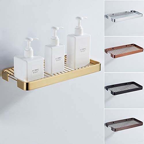 M.M.A Bathroom Shelf Brass Bathroom Shower Rack Square Bath Shower Shelf Bath Shower Caddy Rack Holder Wall Mounted Corner Shelf (Gold)