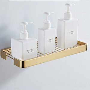 M.M.A Bathroom Shelf Brass Bathroom Shower Rack Square Bath Shower Shelf Bath Shower Caddy Rack Holder Wall Mounted Corner Shelf (Gold)