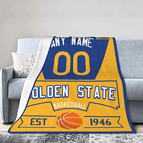 Custom Throw Blankets for Bed Personalized Basketball City Fans Gift Winter Summer Fleece Blanket Name and Number, 30"x40", 50"x60"