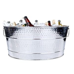 brekx aspen heavy-duty stainless steel beverage tub - metal ice and drink bucket, large 25-quart beverage tub for parties